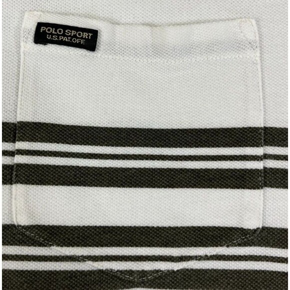 Polo Ralph Lauren Sport Striped Polo Shirt Men's Small White Gray 100% Cotton - Picture 4 of 6